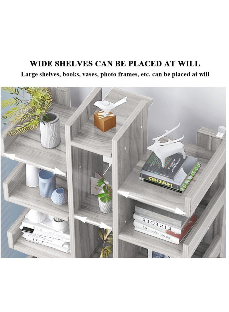 XiuWoo 8-Tier High-Capacity Free-Standing Wood Bookcase and Bookshelf Organizer, Home Office Storage Rack, Home Display Rack 39x19x100 cm White - Image 4