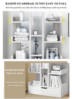 XiuWoo 8-Tier High-Capacity Free-Standing Wood Bookcase and Bookshelf Organizer, Home Office Storage Rack, Home Display Rack 39x19x100 cm White  - Image 5