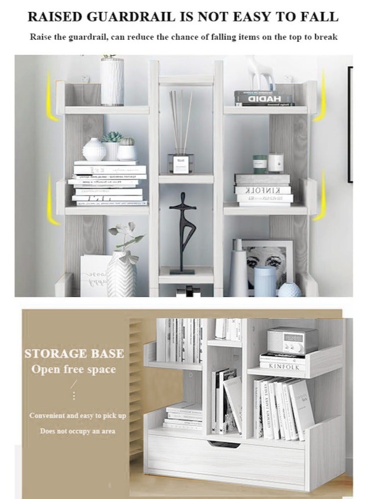 XiuWoo 8-Tier High-Capacity Free-Standing Wood Bookcase and Bookshelf Organizer, Home Office Storage Rack, Home Display Rack 39x19x100 cm White - Image 5