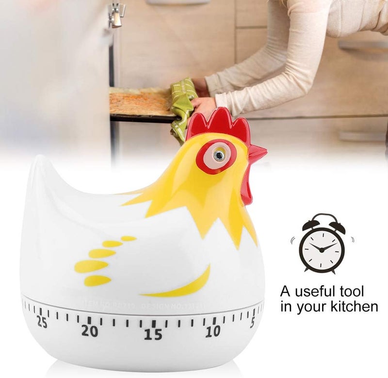 Jadeshay Kitchen Chicken Pattern Baking TimerChicken Pattern Countdown Kitchen Timer Reminder for Cooking BakingWhite - Image 2