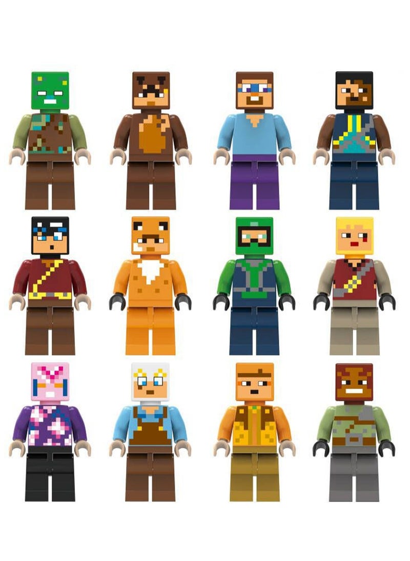 12-Piece Pixel Series Building Blocks Minifigures Model Toys Suitable For Boys Gifts Bag Pack  - Image 1