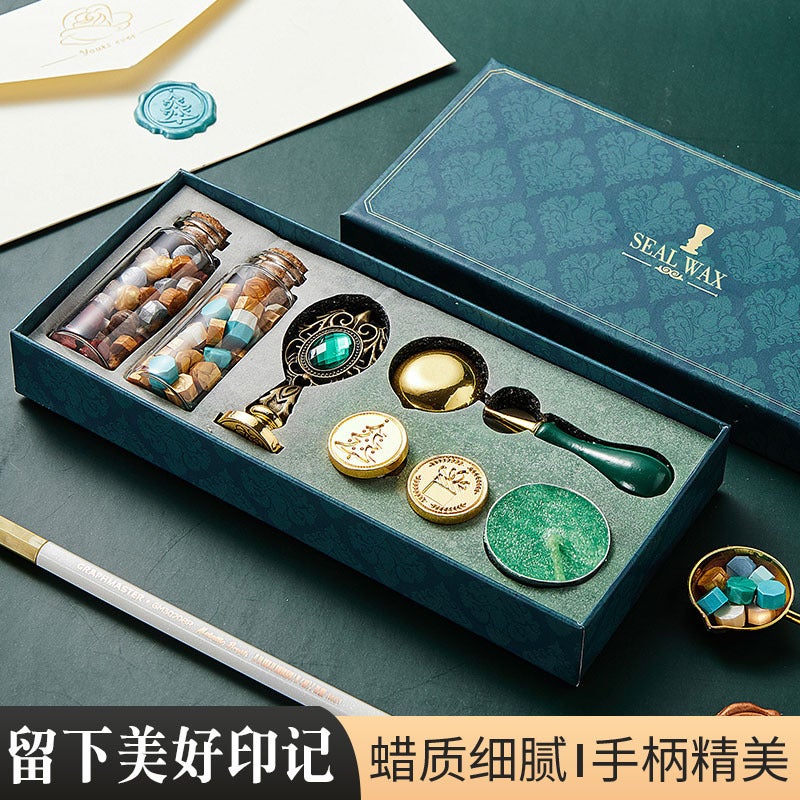 Creative Vintage Fire Paint Seal Full Set Envelope Sealing Wax Fire Paint Wax Grain Gift Seal Wax Grain Set - Image 3