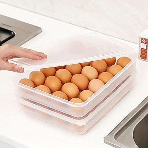 JOLYMIT Plastic 24 Grid Egg Storage Box with Lid for Refrigerator Kitchen Egg Storage Box Container 31 X 23 X 61 PcsTransparent - Image 3