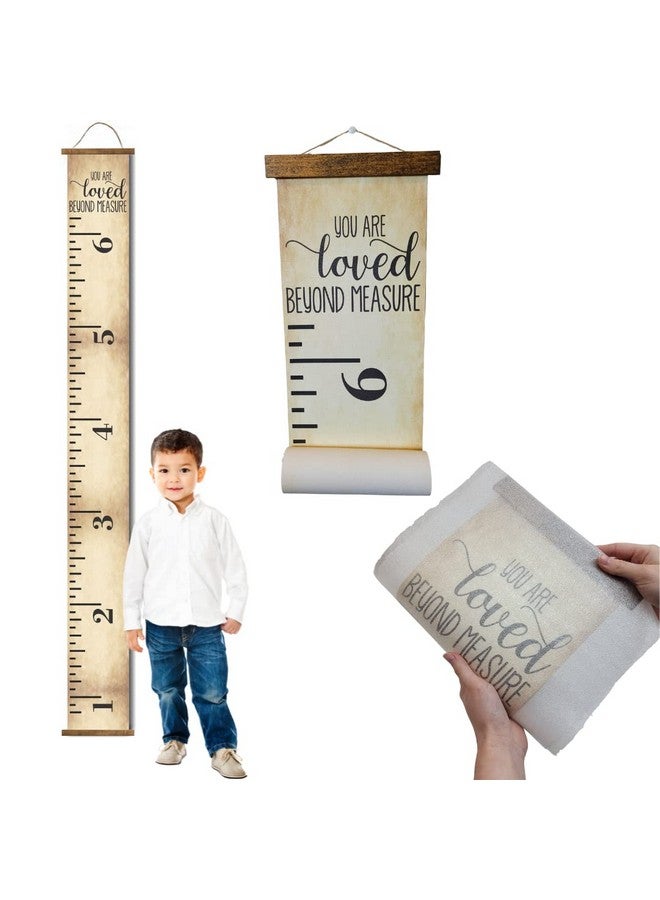 Personalized Growth Chart For Kids, Baby Height Chart With Custom Name, 77"x7.9" Canvas And Black Wood Height Measuring Rulers For Boys Girls