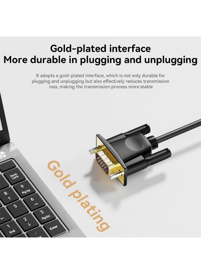 فيج جيج محول VGA إلى HDMI مع الصوت والطاقة - نحاس خالٍ من الأكسجين، بدقة 1080 بكسل عالية الوضوح، مطلي بالذهب، توصيل وتشغيل باللون الأسود - Image 2