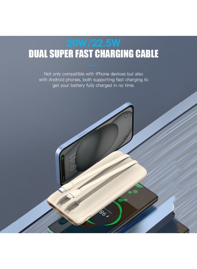 Domars Charger Station for Portable Charger 4 x 10000mAh Multiple Power Bank Docking Station Built-in Cables, 22.5W Fast Charging Compatible with iPhone 17 16 15 14 13 12 Pro Max,Android Phones,Charging Station Multiple USB-C Family-Sized Charger Station for Home（White） - Image 5