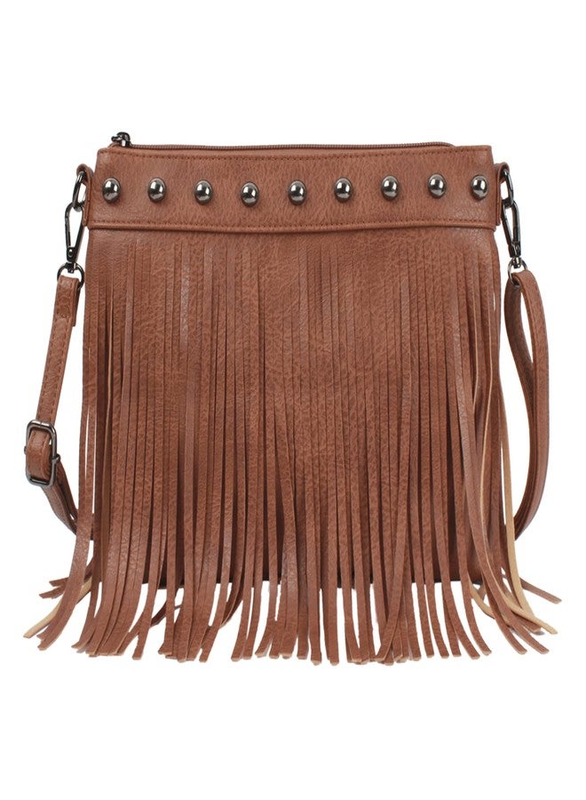 Minache Women Small Rivet Fringe Tassel Crossbody Shoulder Bag Handbag Phone Pouch Purse - Image 3