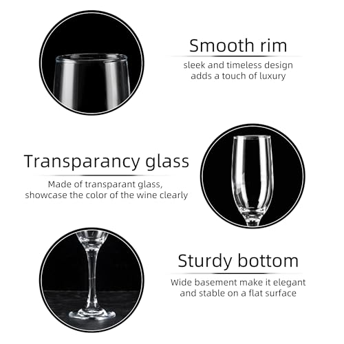 UMEIED Champagne Glasses, Set of 12 Champagne Flutes with Classic Shape, Long stem Sparkling Wine glasses for Wedding, Restaurant, Bar, Wine Toasting, Clear - Image 3