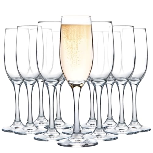 UMEIED Champagne Glasses, Set of 12 Champagne Flutes with Classic Shape, Long stem Sparkling Wine glasses for Wedding, Restaurant, Bar, Wine Toasting, Clear - Image 1
