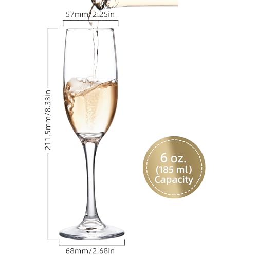 UMEIED Champagne Glasses, Set of 12 Champagne Flutes with Classic Shape, Long stem Sparkling Wine glasses for Wedding, Restaurant, Bar, Wine Toasting, Clear - Image 2