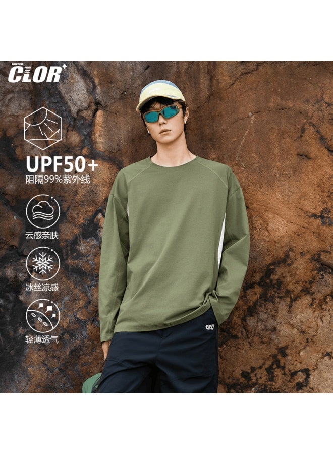 Clor Quick-dry Men's Outdoor Sports Moisture-wicking Uv Protection Long Sleeve Base Shirt Cxt03 Jungle Green M - Image 1