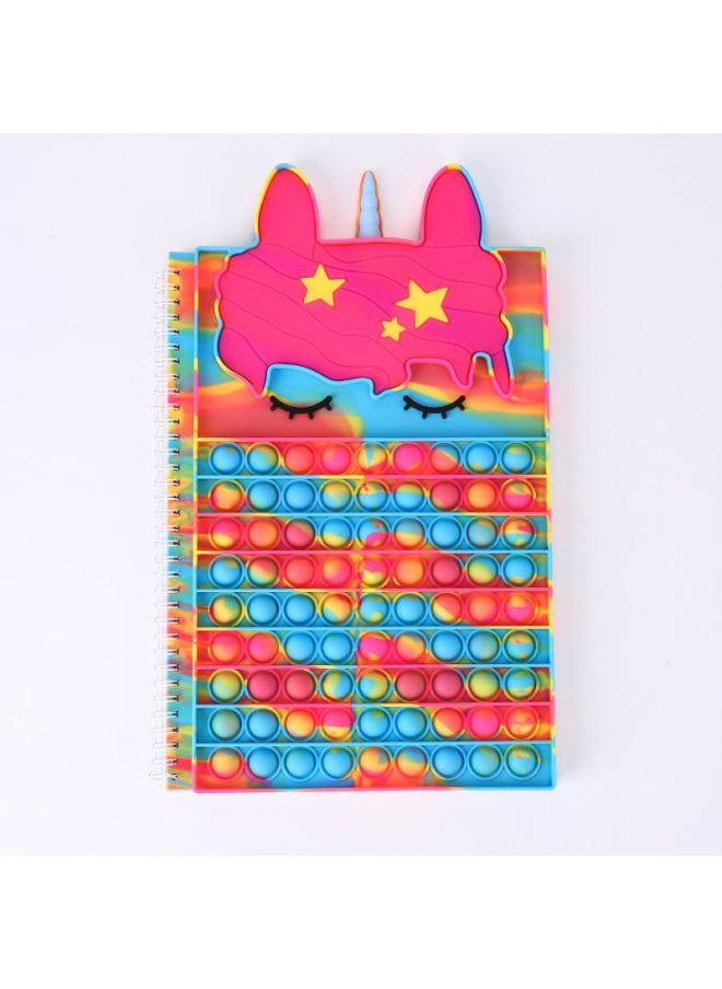 null - Unicorn Bubble Cartoon Stress Relief A4 Notebook Journal Spiral Bound Practice Book Silicone Material For Teenagers Intelligence Development-Color:Camouflage-Specifications:A4 - Image 1