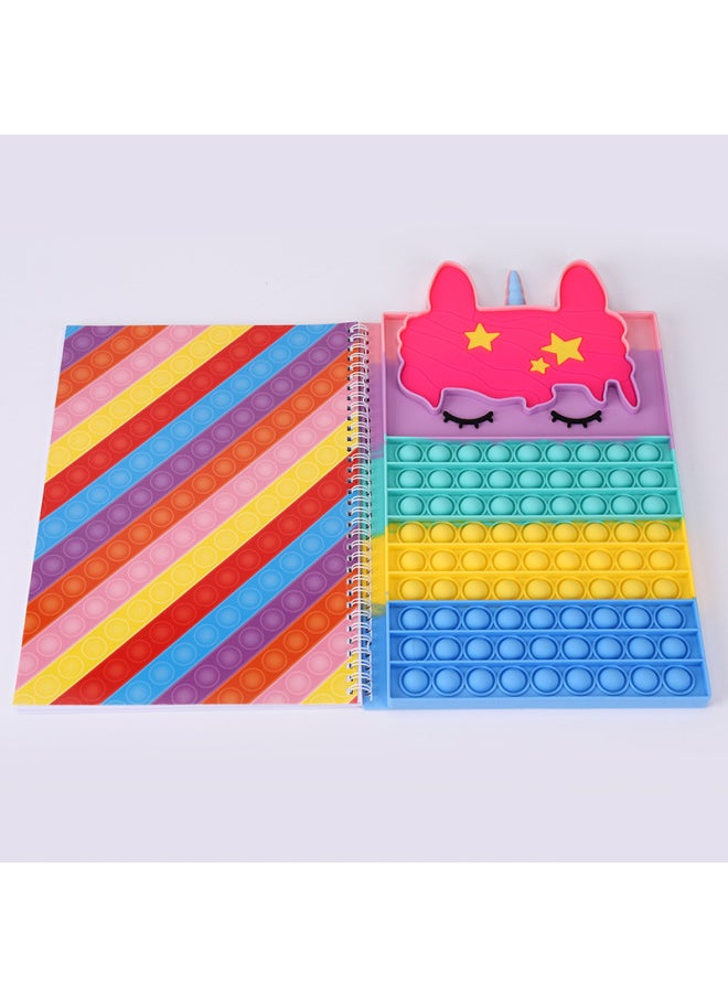 null - Unicorn Bubble Cartoon Stress Relief A4 Notebook Journal Spiral Bound Practice Book Silicone Material For Teenagers Intelligence Development-Color:Camouflage-Specifications:A4 - Image 1