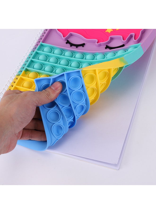 null - Unicorn Bubble Cartoon Stress Relief A4 Notebook Journal Spiral Bound Practice Book Silicone Material For Teenagers Intelligence Development-Color:Camouflage-Specifications:A4 - Image 1