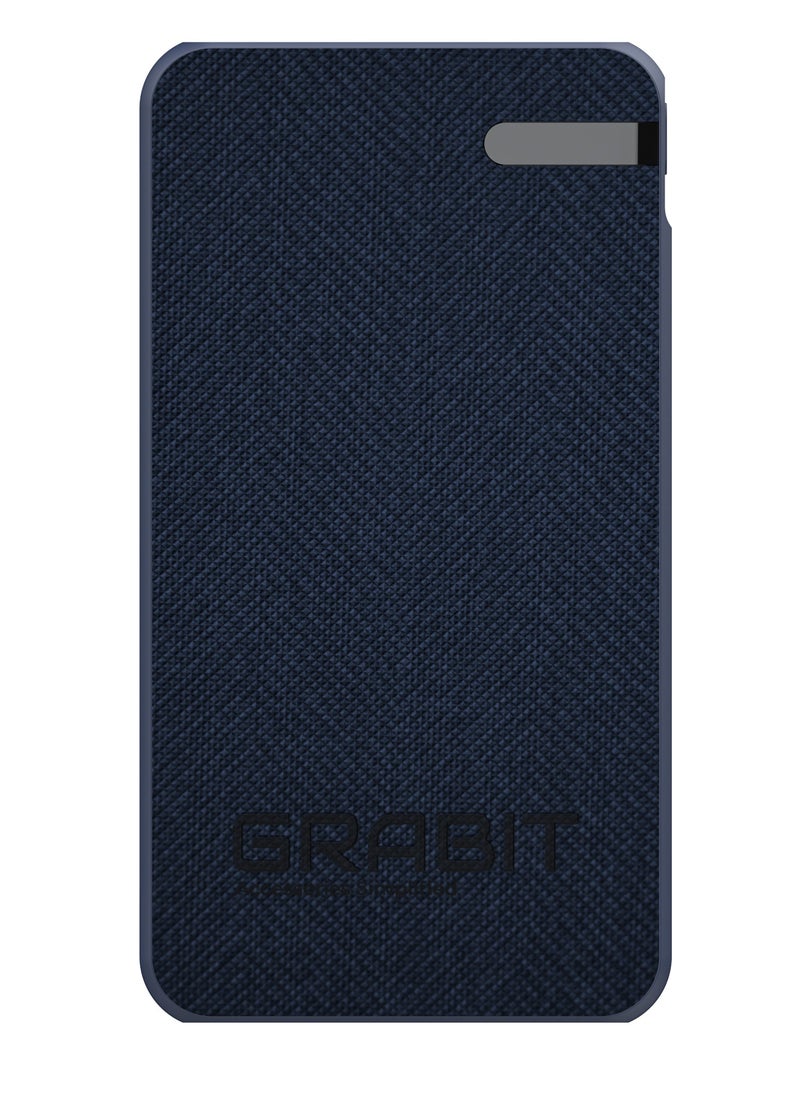 GRABIT - GPOWER-200T Power Bank 20,000mAh PD Power Bank – Fast & Stylish. Charge on the go with 20,000mAh PD fast charging and a sleek tactile fabric finish. Features dual USB-C 20W output, 4-5 phone charges, and 4-LED battery indicators. Includes USB-C to USB-C cable. Compatible with iPhone, Samsung, OnePlus, Xiaomi, Huawei, Google Pixel, iPads, and more. Perfect for travel, work, and daily use. - Image 1
