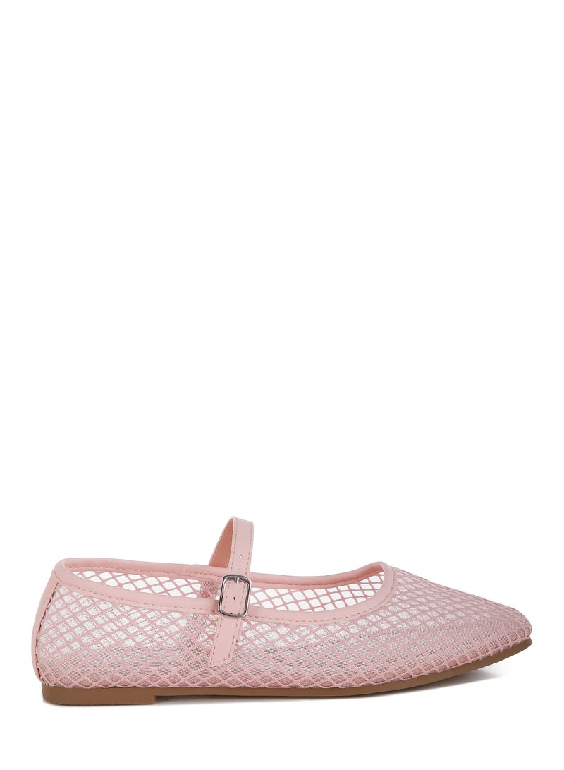 لندن راج حذاء ماري جين مسطح شبكي باللون الوردي - Image 1