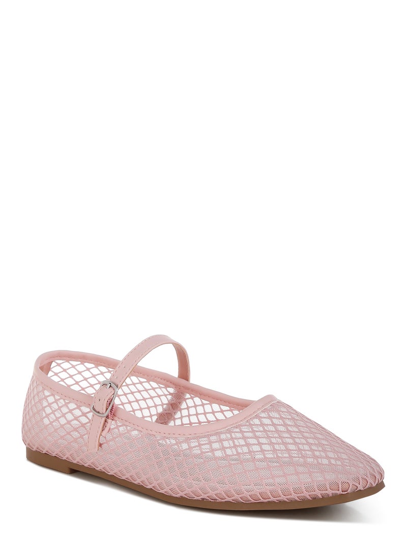 لندن راج حذاء ماري جين مسطح شبكي باللون الوردي - Image 2