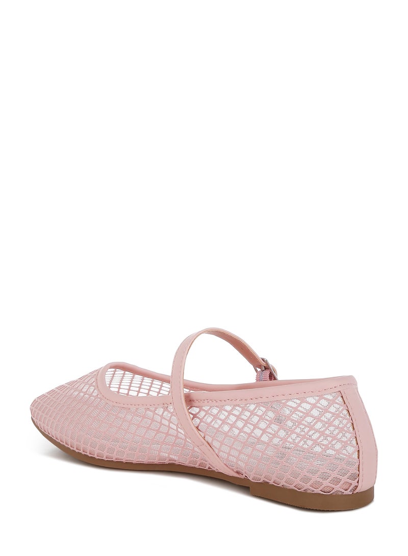لندن راج حذاء ماري جين مسطح شبكي باللون الوردي - Image 3