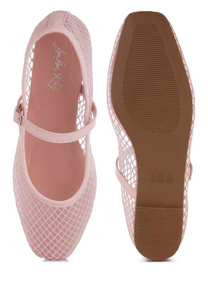 لندن راج حذاء ماري جين مسطح شبكي باللون الوردي - Image 4