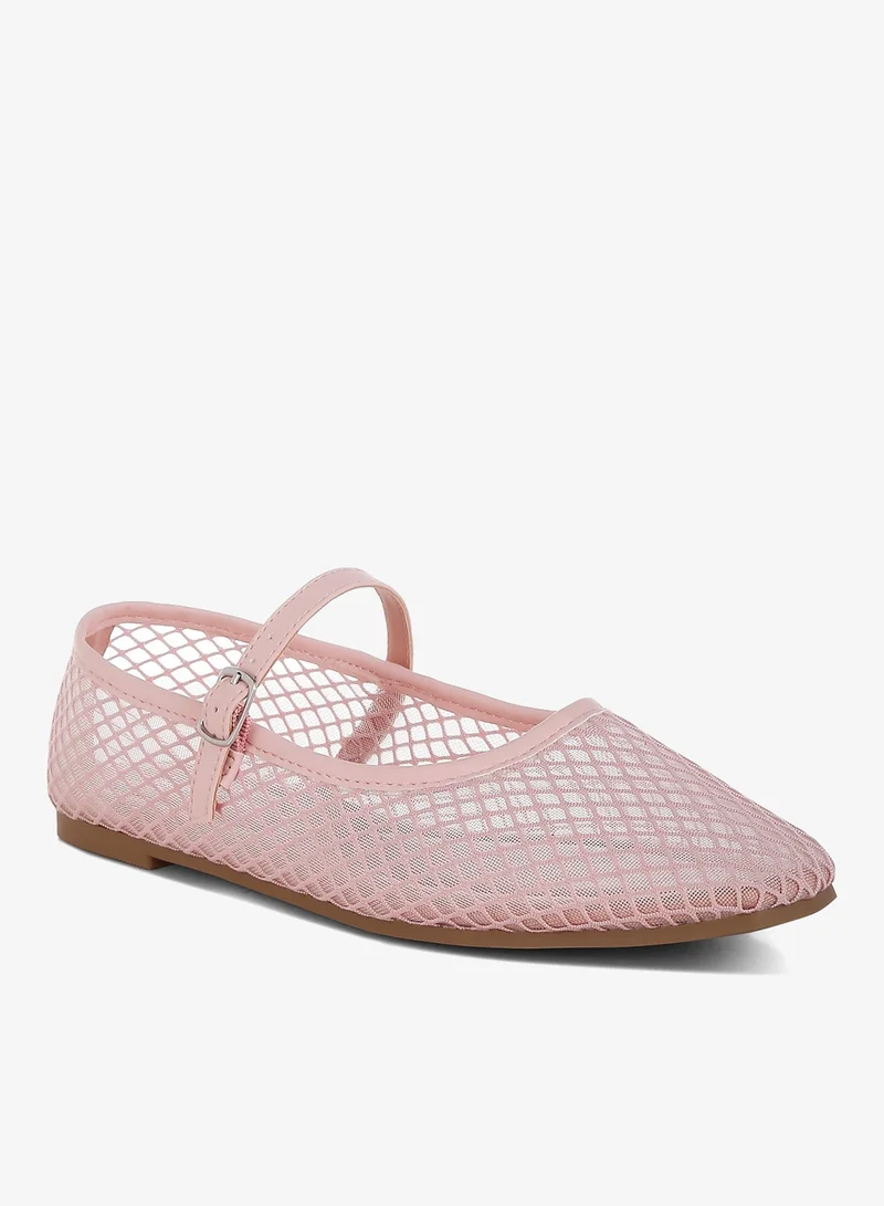 London Rag  Mesh Mary Jane Flats in Pink for Women | Best Price UAE