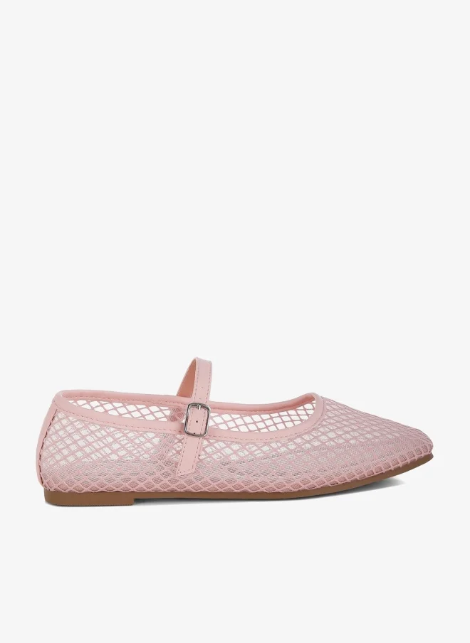 Mesh Mary Jane Flats in Pink