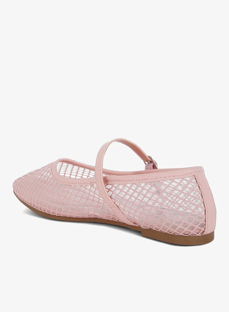 London Rag  Mesh Mary Jane Flats in Pink for Women | Best Price UAE