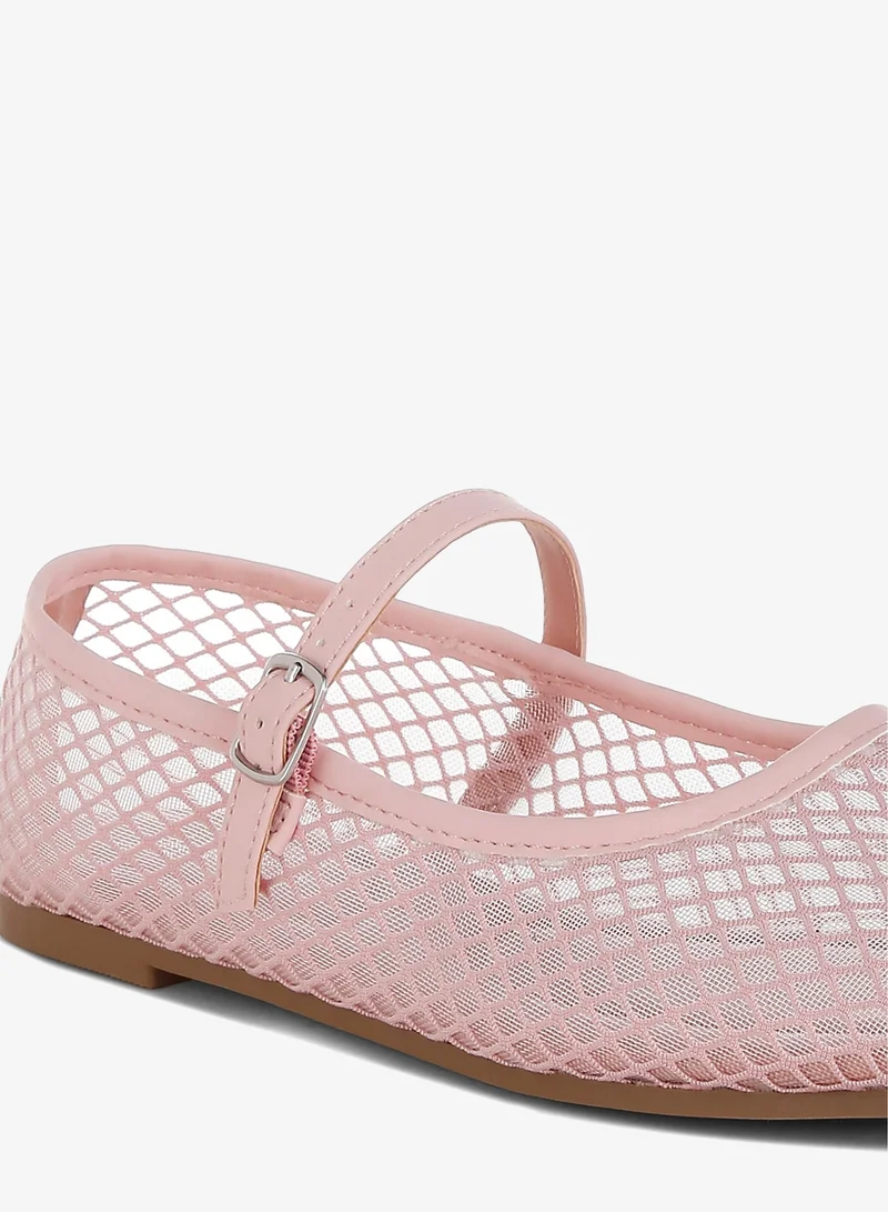 London Rag  Mesh Mary Jane Flats in Pink for Women | Best Price UAE