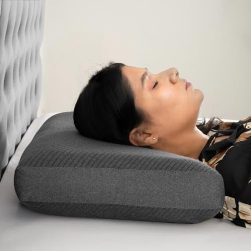 Wakefit Memory Foam Pillow | 1 Year Warranty | Orthopedic Pillows for Neck Pain, Pillow Memory Foam, Memory Pillow for Sleeping, Memory Foam Pillows (21 x 15 x 5 Inch, Set of 1 - Dark Grey) - Image 3