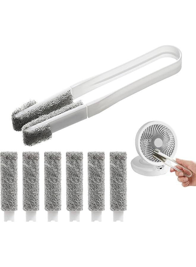 promass Blind Cleaner Brush Tool, Hand-Held Roller Blind Cleaning Brush, With 6 Replacement Heads Roller, For Small Spaces Window Shutters, Car Vents, Ceiling Fan And Air Conditioner Cleaning - Image 1