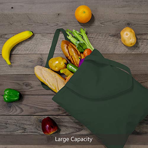 TOPDesign 24-Pack Economical 16"x15" Green Black Cotton Tote Bag, Lightweight Medium Reusable Grocery Shopping Cloth Bags, Suitable for DIY, Advertising, Promotion, Gift, Activity - Image 4