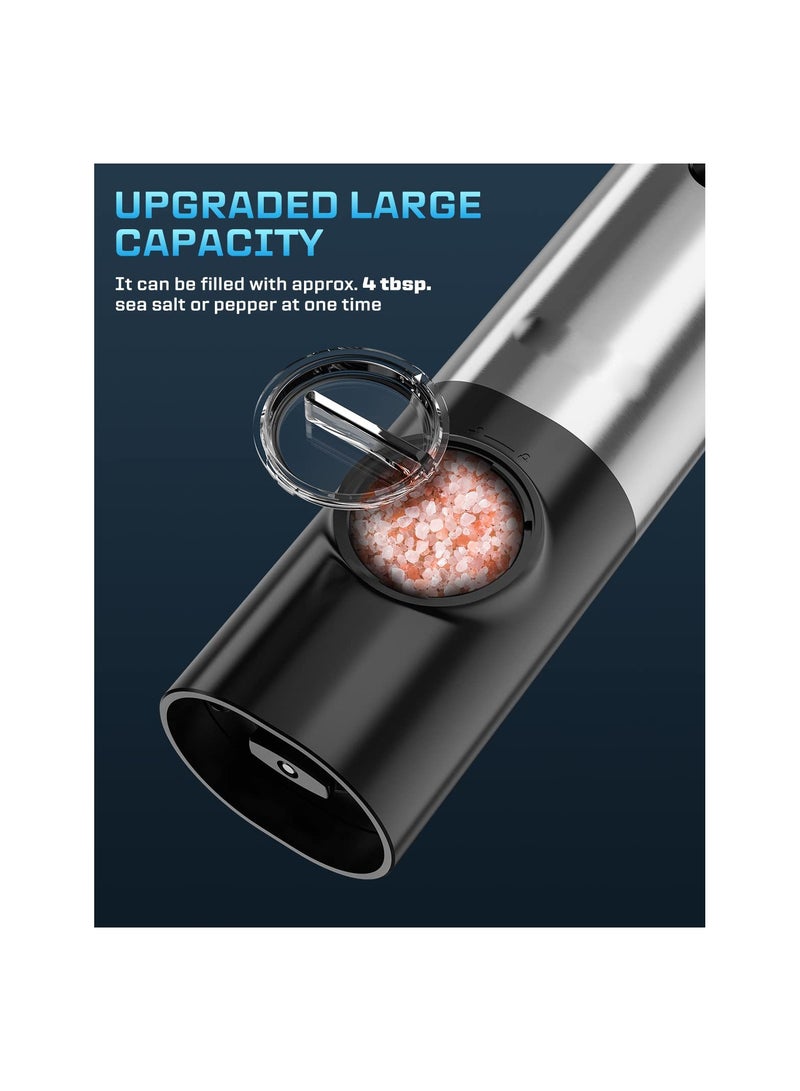 USB Rechargeable Electric Salt and Pepper Grinder Set, One-Handed Operation, Adjustable Coarseness, Automatic Spice Mill Shakers, Refillable, White Light, No Batteries Required.  - Image 3