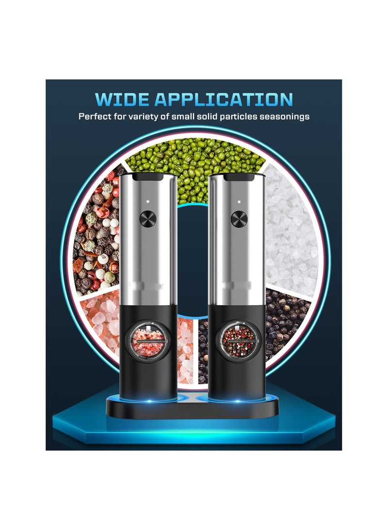 USB Rechargeable Electric Salt and Pepper Grinder Set, One-Handed Operation, Adjustable Coarseness, Automatic Spice Mill Shakers, Refillable, White Light, No Batteries Required.  - Image 5