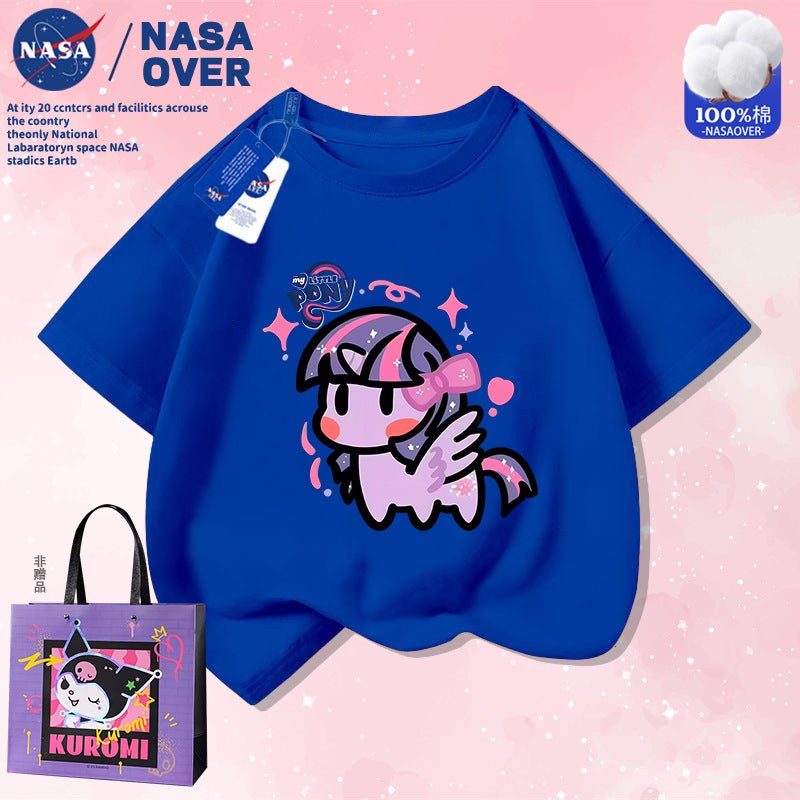Nasa Co-Name Super Cute Q Version Color Pony T-Shirt Cuhk Children'S Cotton Short Sleeve Female Baby Cute Half Sleeve Top - Image 5