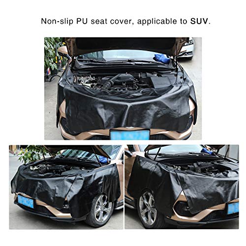 RUPSE 3 Pcs Fender Protectors for Mechanics,Microfiber Leather Car Fender Cover Mats Pads,Mechanic Magnetic Fender Protector Mat with Hooks - Image 2
