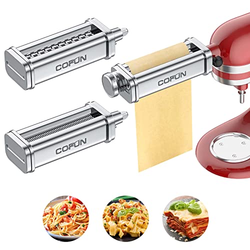 Cofun Pasta Attachment for KitchenAid Stand Mixer, 3 Piece Pasta Making Kit Including Pasta Roller, Cutter for Authentic Spaghetti and Fettuccine Sheets, Durable Noodle Accessories by Cofun - Image 1