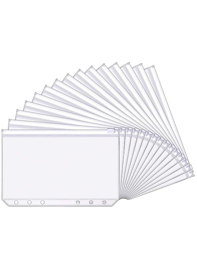 Generic Binder Pockets A6 Size 6 Holes Zipper Folders for 6-Ring Notebook Loose Leaf Bags Waterproof PVC Pouch Document Filing Cash Budget Envelopes 15Pcs  - Image 1