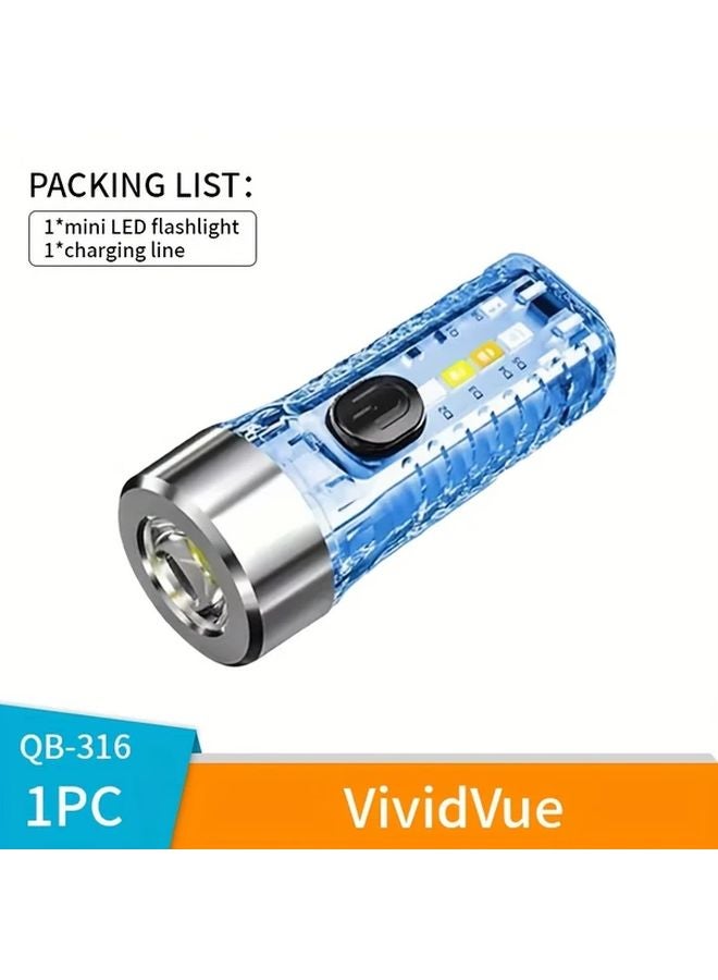 Rechargeable Blue Mini LED Hands Free Flashlight Multi Function Hook Design Night Work Lamp - Image 1