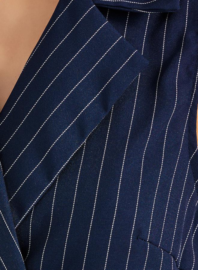 Styli Woven Lapel Collar Sleeveless Wrap Top - Image 3