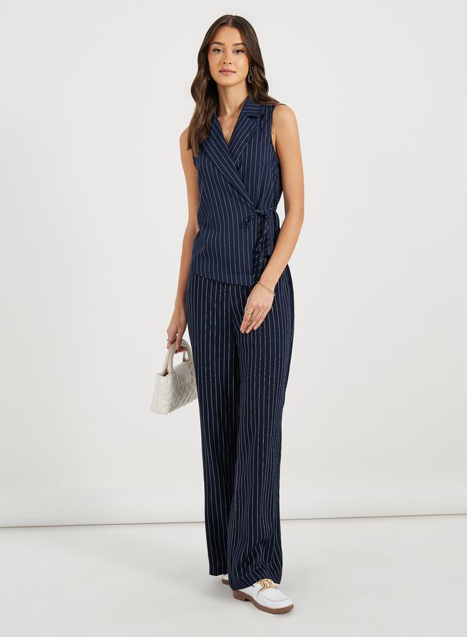 Styli Woven Lapel Collar Sleeveless Wrap Top - Image 2
