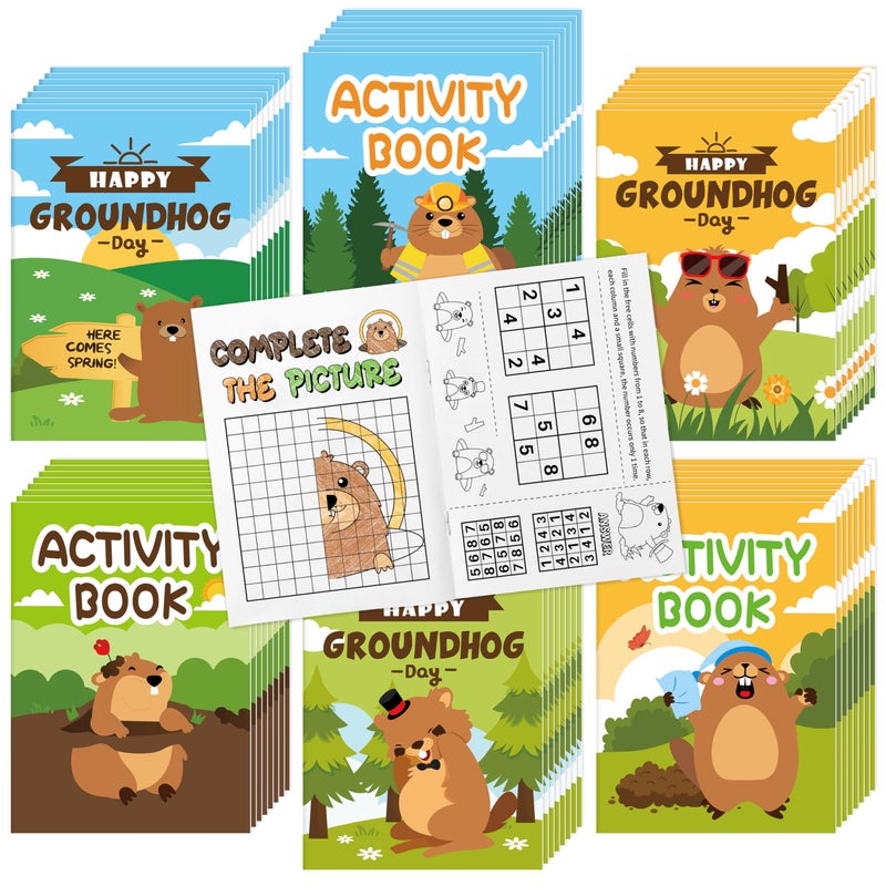 JAPBOR Groundhog Activity Coloring Book 24PCS Mini Happy Groundhog Day Activities Color Books Bulk for Party Favor Animals Themed Small Colouring Pages for Birthday Gift Class Painting Game - Image 3