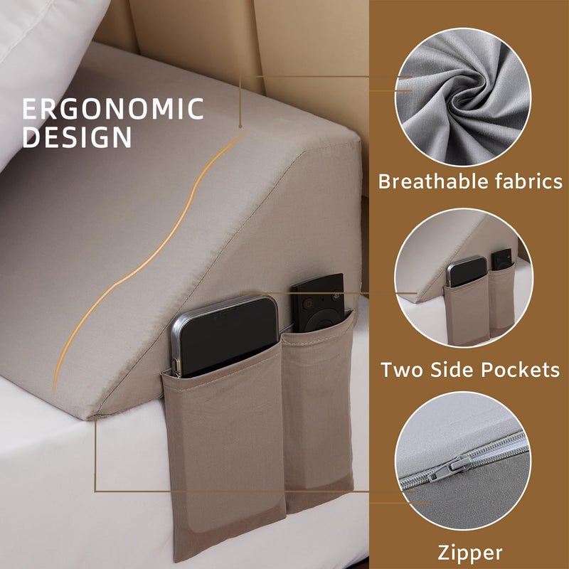 Bedluxe وسادة إسفين من Bedluxe Queen Wedge وسادة على شكل لوح رأسي للسرير على شكل إسفين من أجل فجوة اللوح الأمامي - ملء الفجوة (0-7 بوصات) بين اللوح الأمامي والمرتبة (رمادي 60 بوصة × 10 بوصة × 6 بوصة) - Image 5