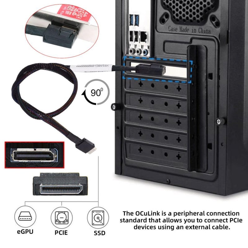 Chenyang SFF-8611 Cable OCuLink PCIe PCI-Express 4.0 SFF-8611 4i Male to SFF-8611 Male 90 Degree Left Angled Data Extension Cable 50cm - Image 5