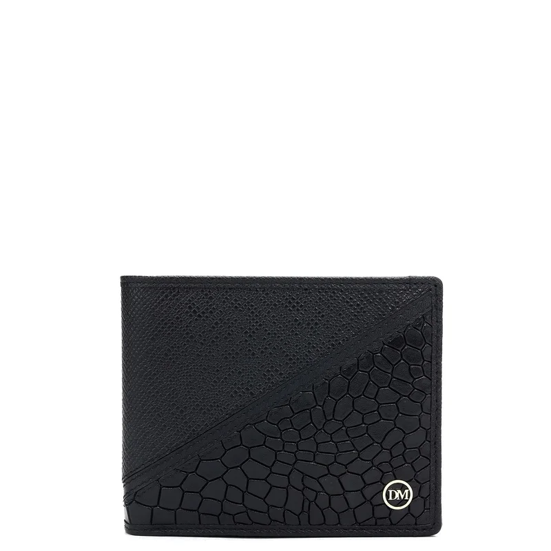 دا ميلانو Black Bifold Leather Mens Wallet