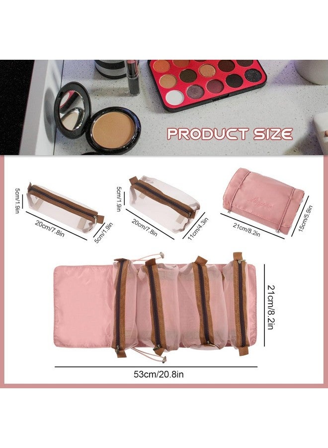 INSIME Foldable Makeup Pouch for Travelling | 4 Detachable Hanging Nylon Toiletry Bag for Women | Roll up Travel Makeup Organizer Pouch for Women Travel | Cosmetic Makeup Storage Organizer Bags - Image 5