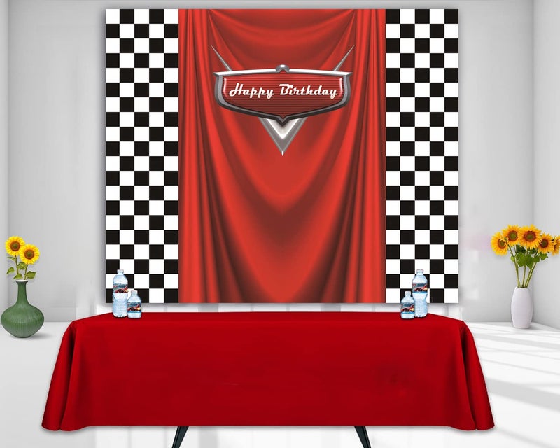 RUYI Car Backdrop for Boy Party Racing Competition Photography Background 6x5FT Car Racing Theme Birthday Decoration Supplies - Image 1