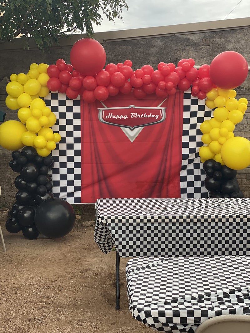 RUYI Car Backdrop for Boy Party Racing Competition Photography Background 6x5FT Car Racing Theme Birthday Decoration Supplies - Image 3