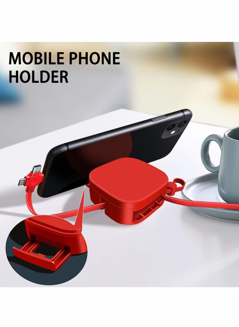 Y&D Multi 3 in 1 USB Retractable Fast Charging Cable, Data Transmission, Could Be Used As Mirror, Phone Holder. Suitable for iPhone (Lightning), Android (Micro USB) and C (Type-C) Devices. - Image 3