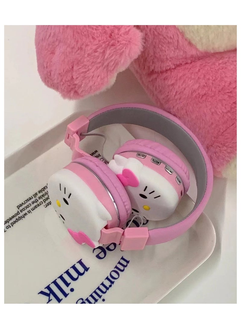 هالو كيتي مرحبا كيتي سماعة بلوتوث لاسلكية سماعة ألعاب قابلة للطي دعم FM كمبيوتر محمول موسيقى سماعة ستيريو - Image 3