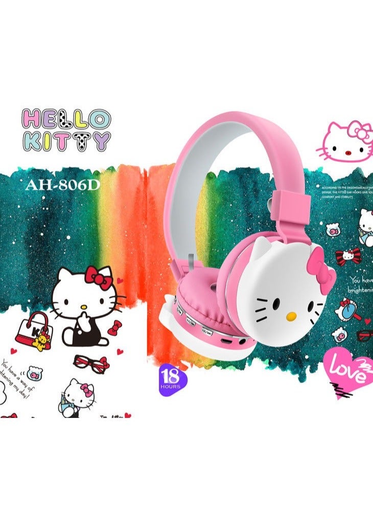 هالو كيتي مرحبا كيتي سماعة بلوتوث لاسلكية سماعة ألعاب قابلة للطي دعم FM كمبيوتر محمول موسيقى سماعة ستيريو - Image 1