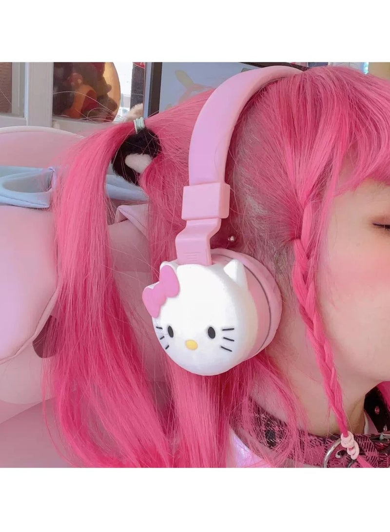 هالو كيتي مرحبا كيتي سماعة بلوتوث لاسلكية سماعة ألعاب قابلة للطي دعم FM كمبيوتر محمول موسيقى سماعة ستيريو - Image 2